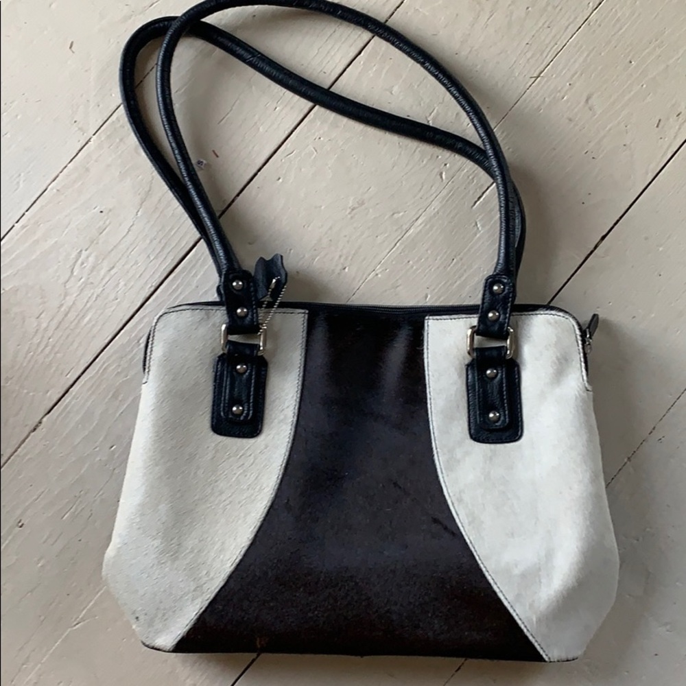 Scully ladies leather handbag with animal print